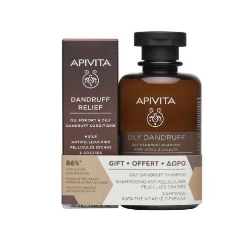 APIVITA SET ULJE ZA UKLANJANJE PERUTI 50ML + ŠAMPON PROTIV MASNE PERUTI 250ML