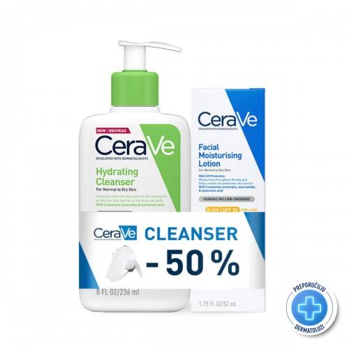 CERAVE HIDRATANTNA KREMA ZA LICE SPF30 52ML HIDRATANTNA EMULZIJA ZA CISCENJE LIVA 236ML Pharmanova