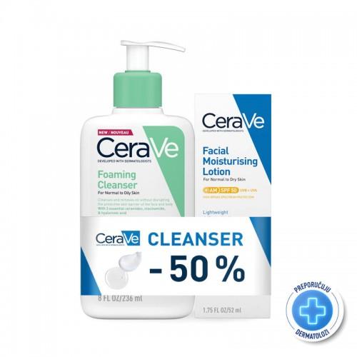 CERAVE HIDRATANTNA NJEGA SPF 50 52ML + PJENUSAVI GEL 236ML