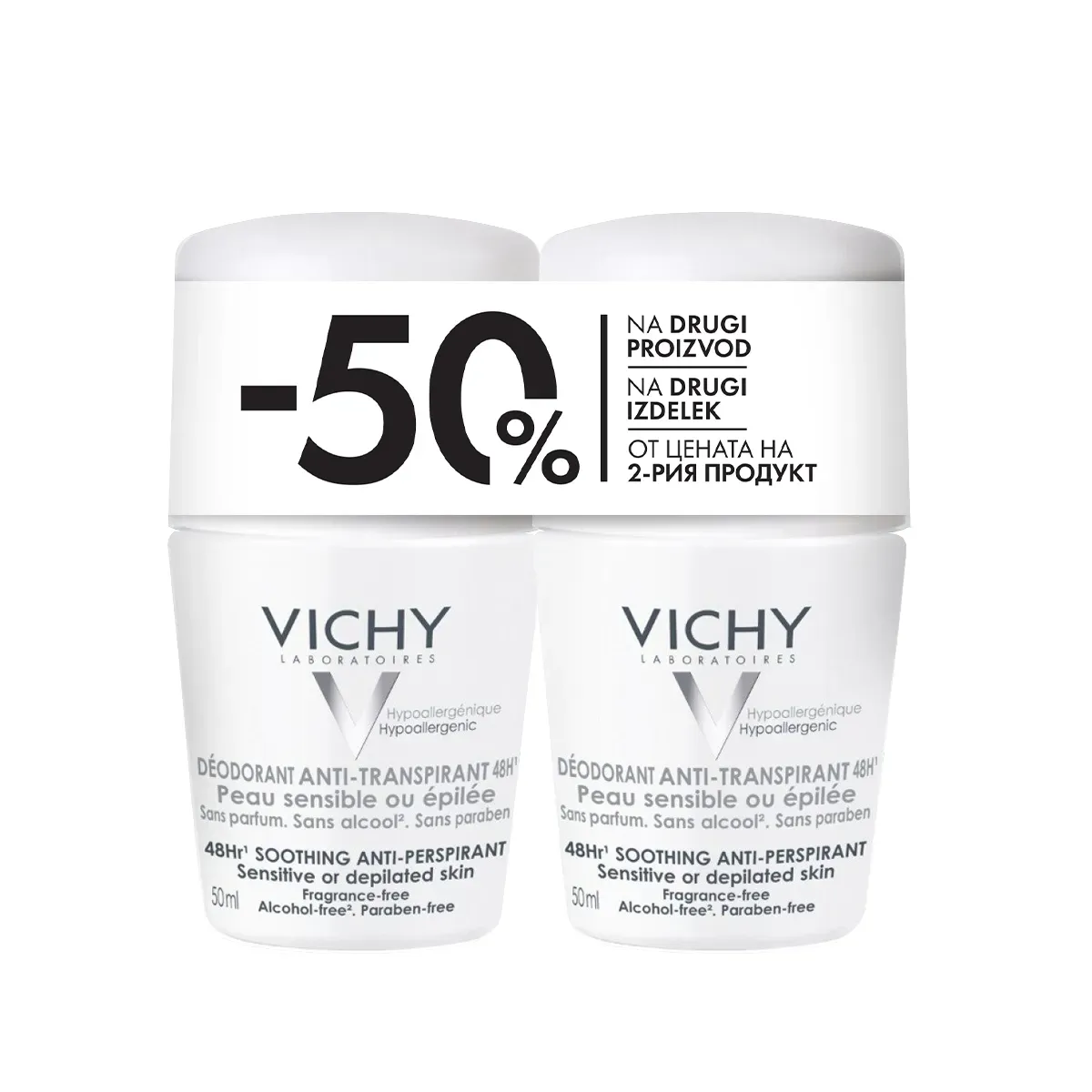 VICHY DEO DUO ROLL-ON ZA OSJETLJIVU KOŽU 48H 50ML (-50% NA DRUGI)