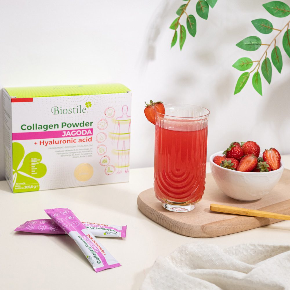 BIOSTILE COLLAGEN POWDER JAGODA+HYALU.ACID PLV A30